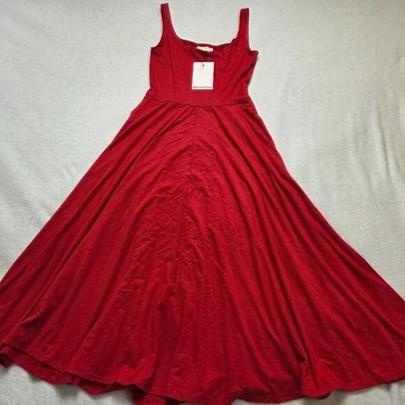 New S Reformation x Anthropologie Rou sleeveless knit midi dress Lipstick  Red - greenwatershopping.com